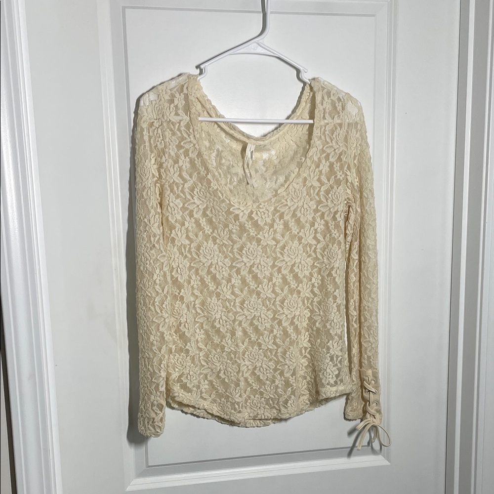 Anthropologie Cream Lace Blouse